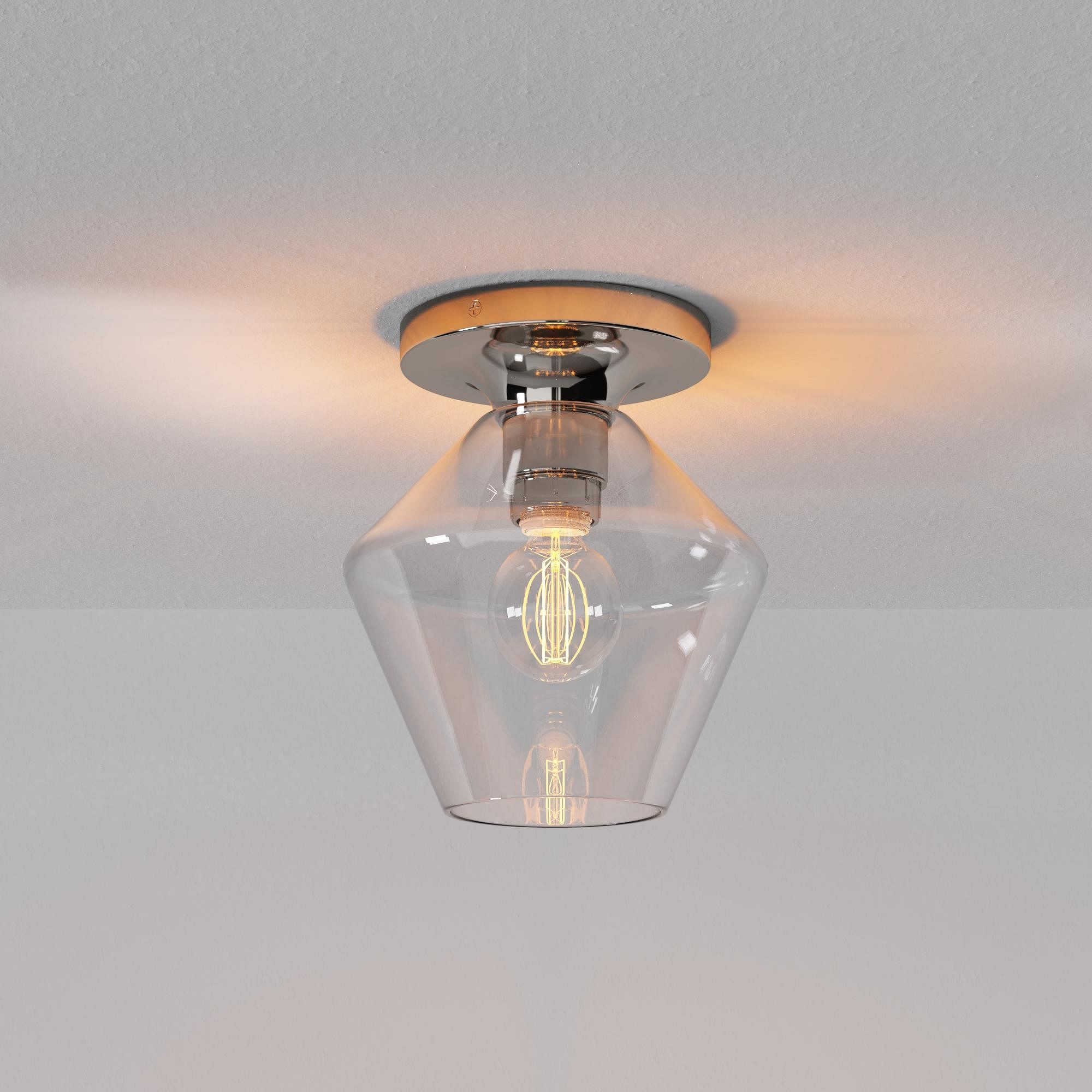 Merin Minimalist Sleek Geometric Glass Flushmount Light T155