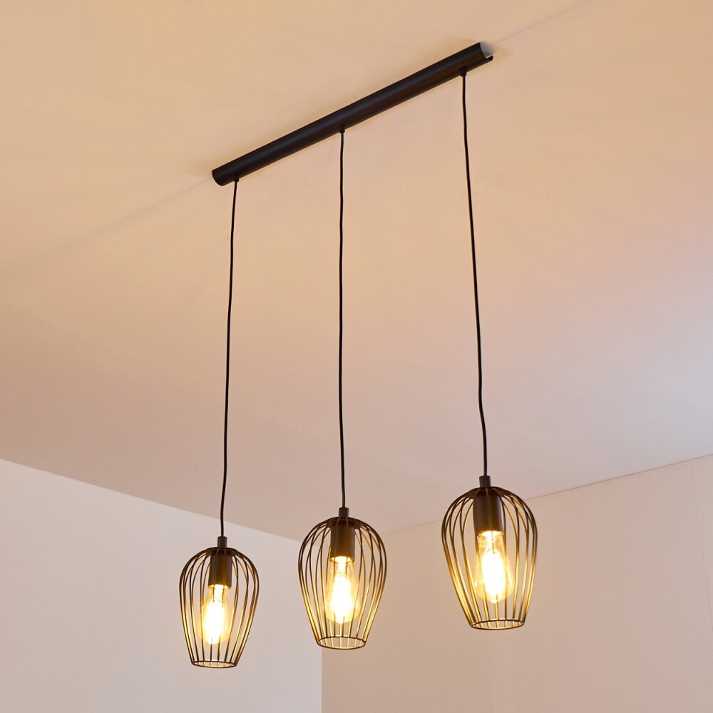 Black Large Vintage Wire Cage Pendant Lamp S68