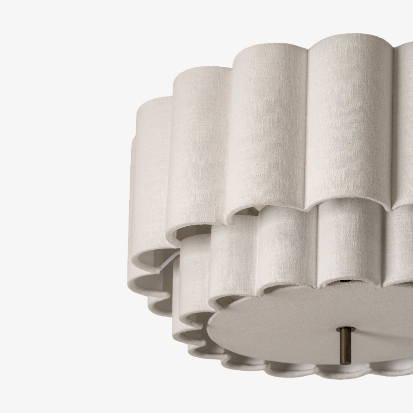 Linbron Flush Pendant - Scalloped Linen Shade Bronze Finish Modern Ceiling Light for Dining Room T479