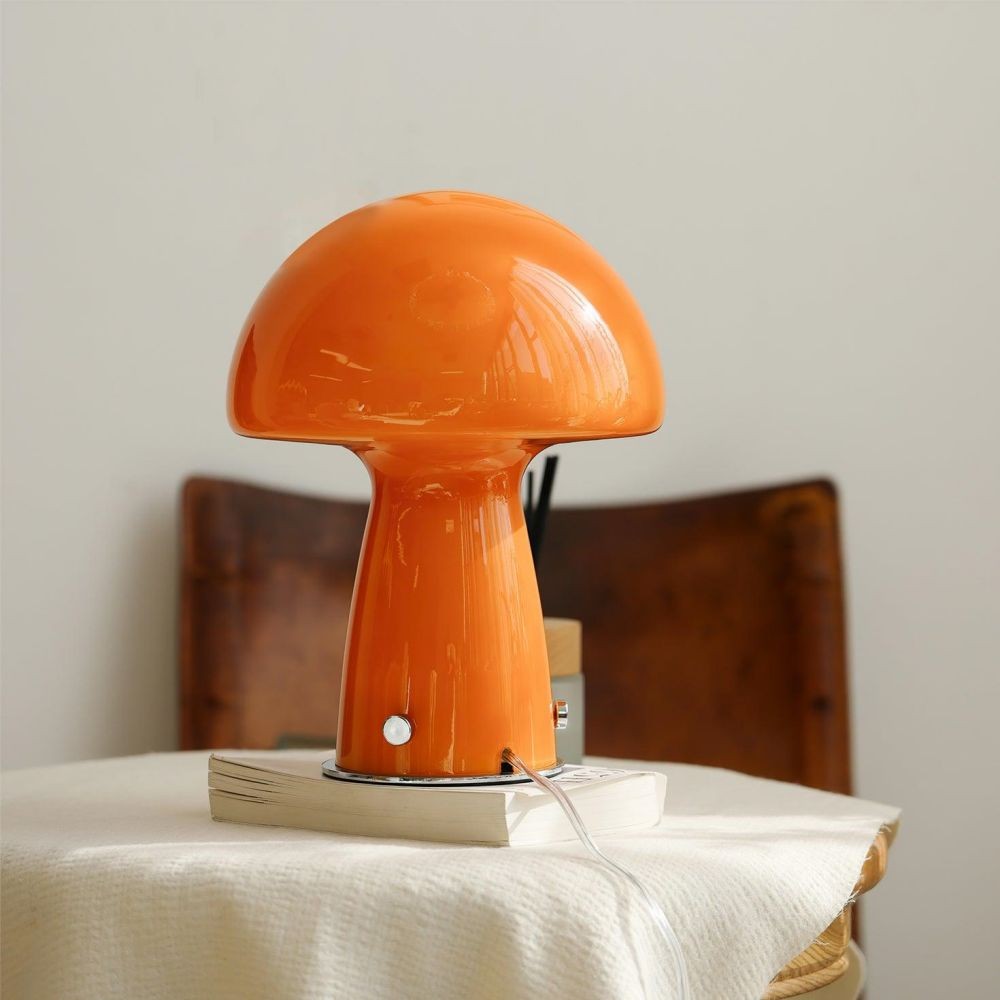 Vintage Bauhaus Glass Mushroom Table Lamp S79