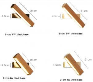 Storleksdiagram för justerbar vägglampa för veranda som visar alternativen 21 cm och 31 cm
