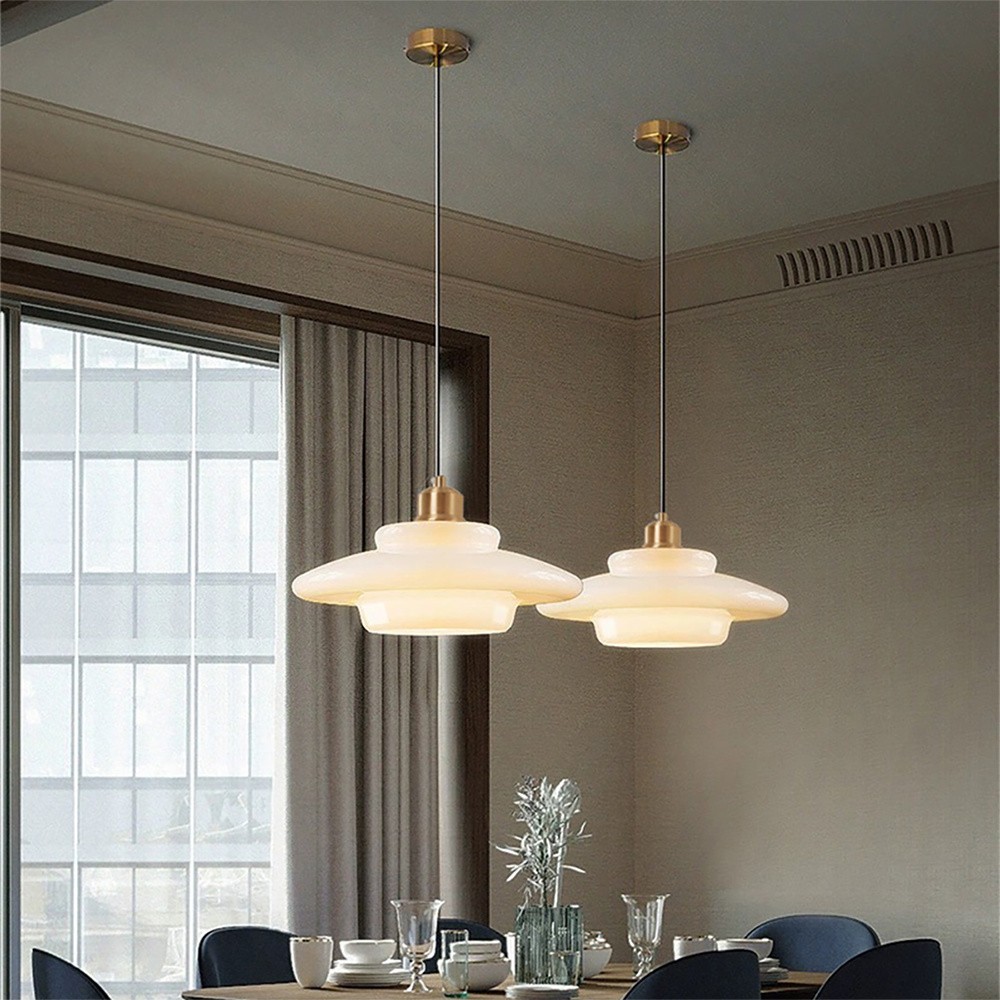 Mid-Century Art Milk White Glass Pendant Lamp S81