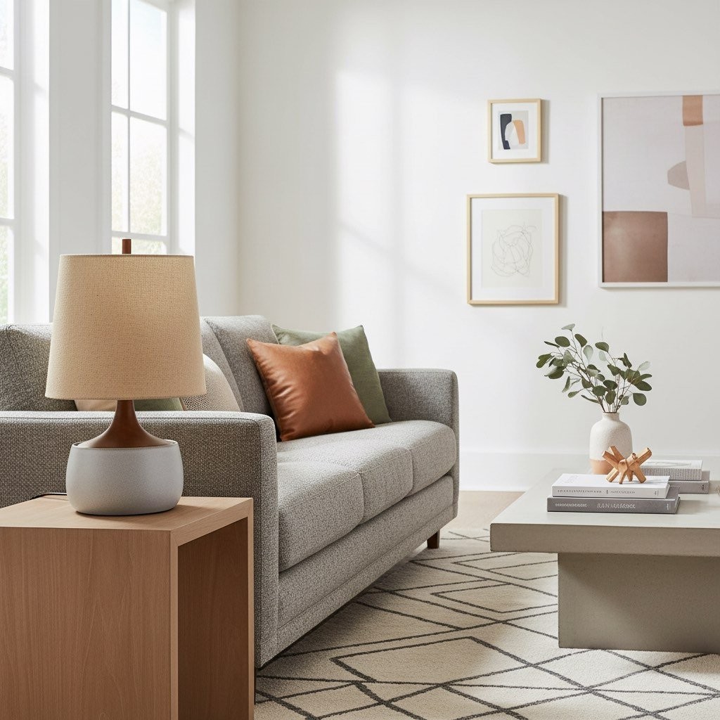 Avero Contemporary Table Lamp - Textured Cement Design for Living Room and Office T485