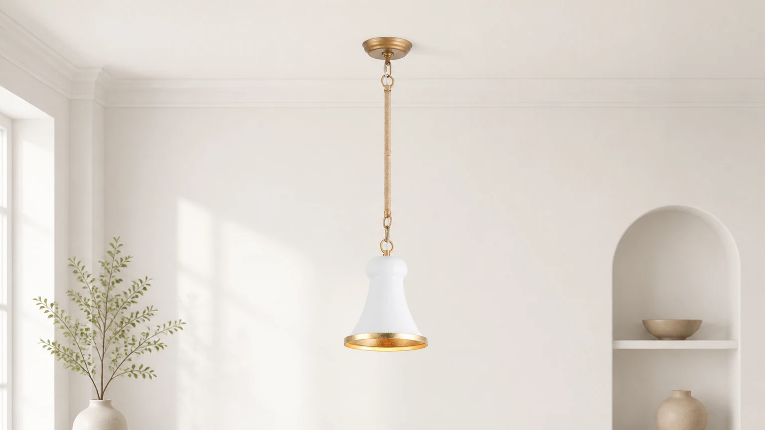 Lampa wisząca Alborg D552 pokazana w ciepłej scenie wnętrza
