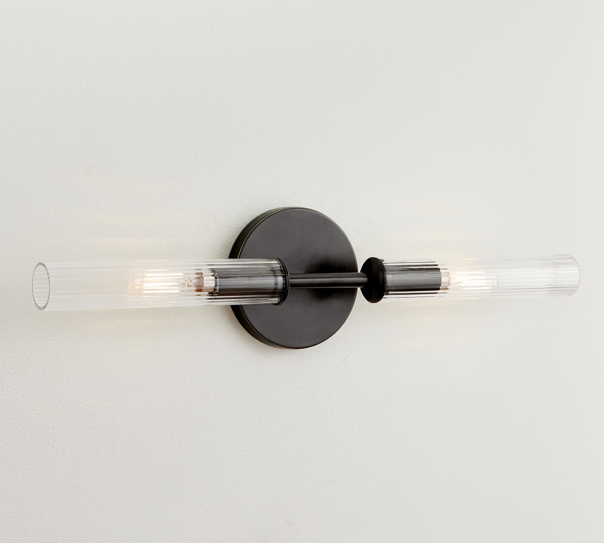 Bravira Ribbed Glass Wall Lamp - Tube Metal Light in Classic Finishes T075