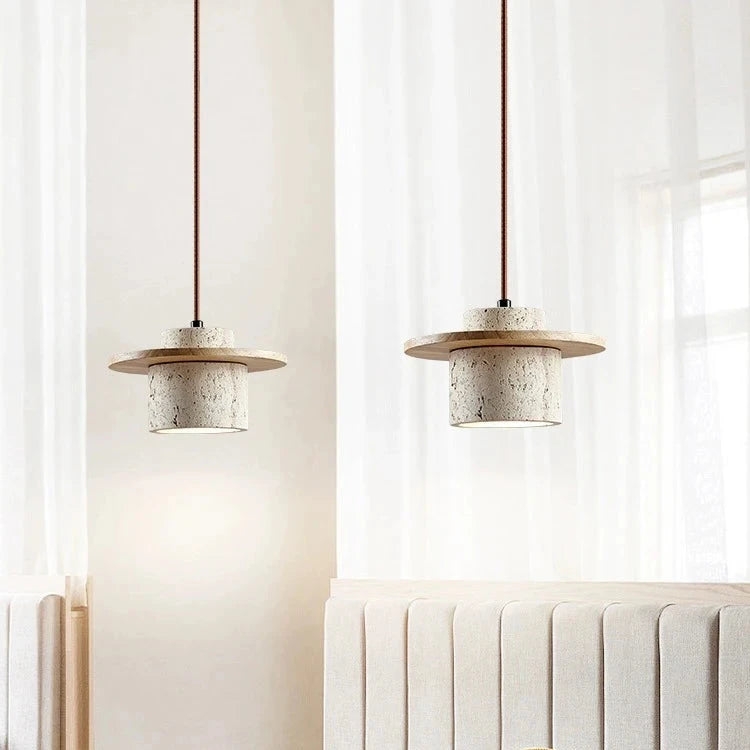 Japanese Style Vintage Travertine Pendant Light D915