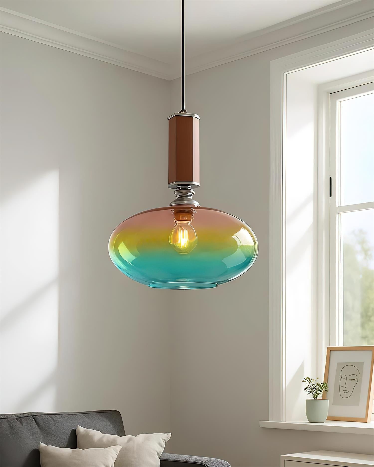 Lampa wisząca Lumia w części wypoczynkowej w salonie