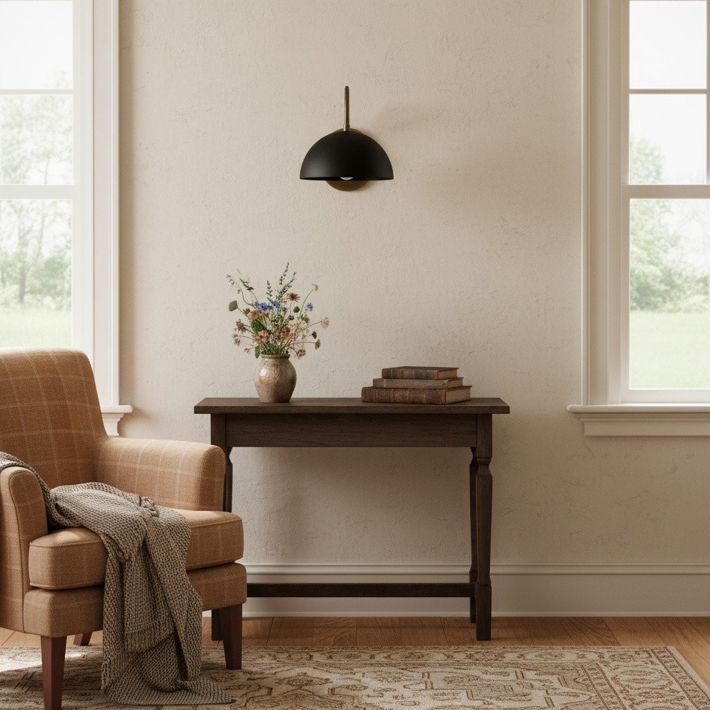 Curva Metal Industrial Wall Sconce - Curved Brass Arm - Hammered Dome Light Fixture T408