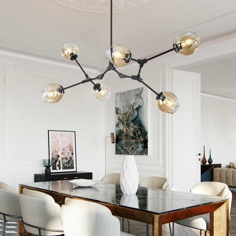 Asymmetrical Articulated Globe Branching Bubble Chandelier