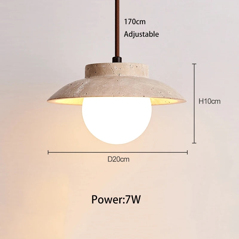 Travertine LED Stone Pendant Light D936