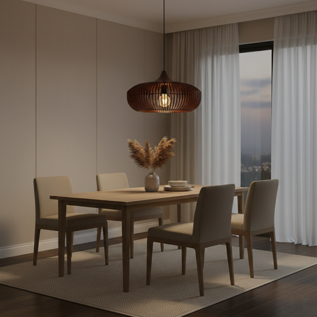 The Halo of Zen Japandi Wood Pendant Light D837