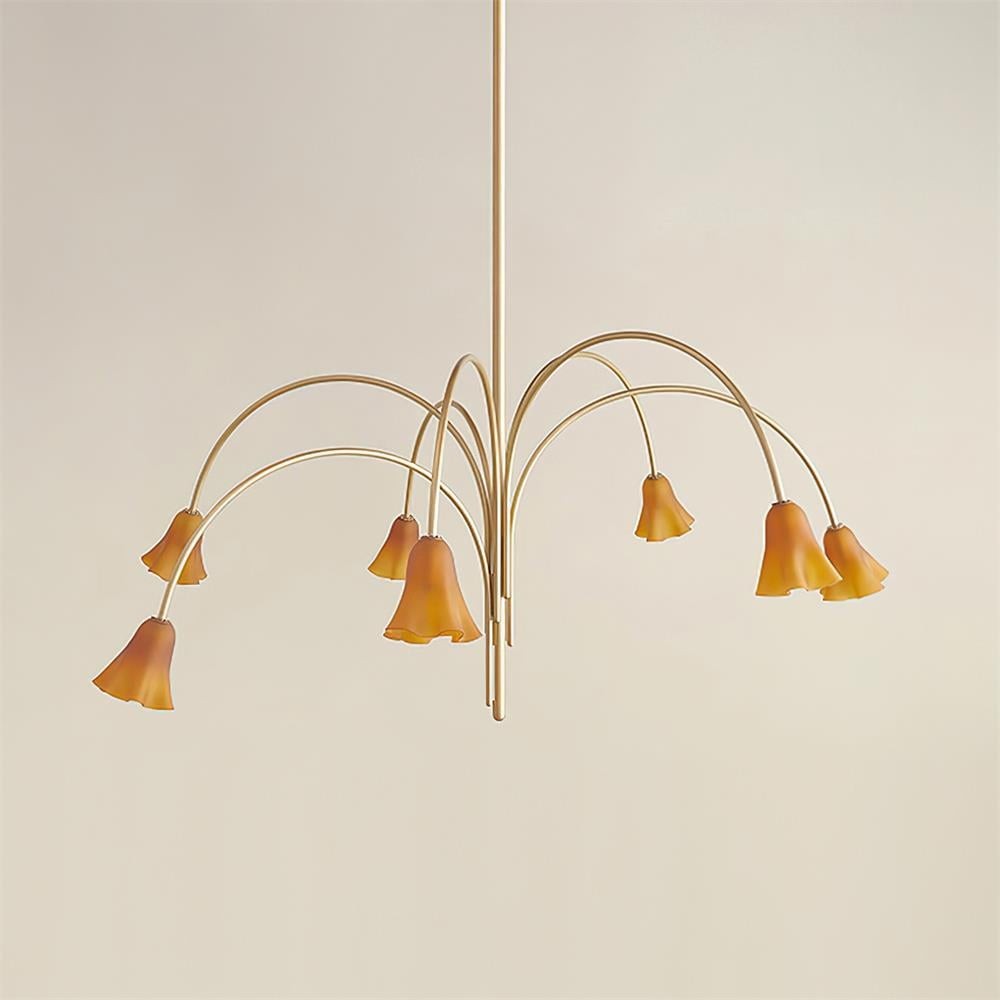 Bellina Modern Romantic Chandelier - Botanical Lily Design with Glass Flowers T280