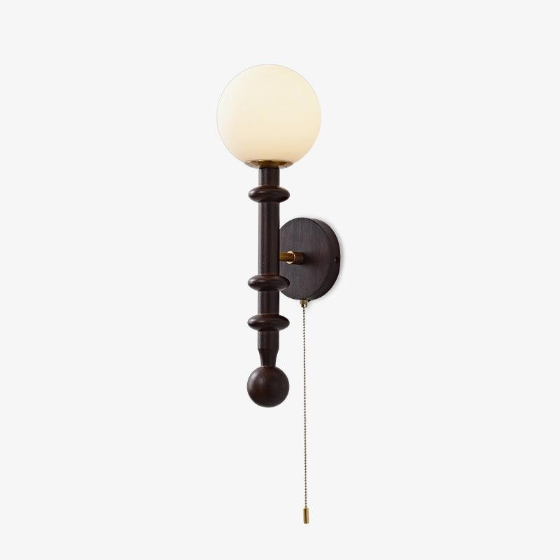 French Simple Vintage Bedside Wooden Glass Wall Lamp M428