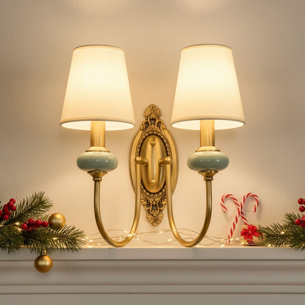 Elaris Elegant Fabric Copper Wall Sconce – Luxury European Style T447