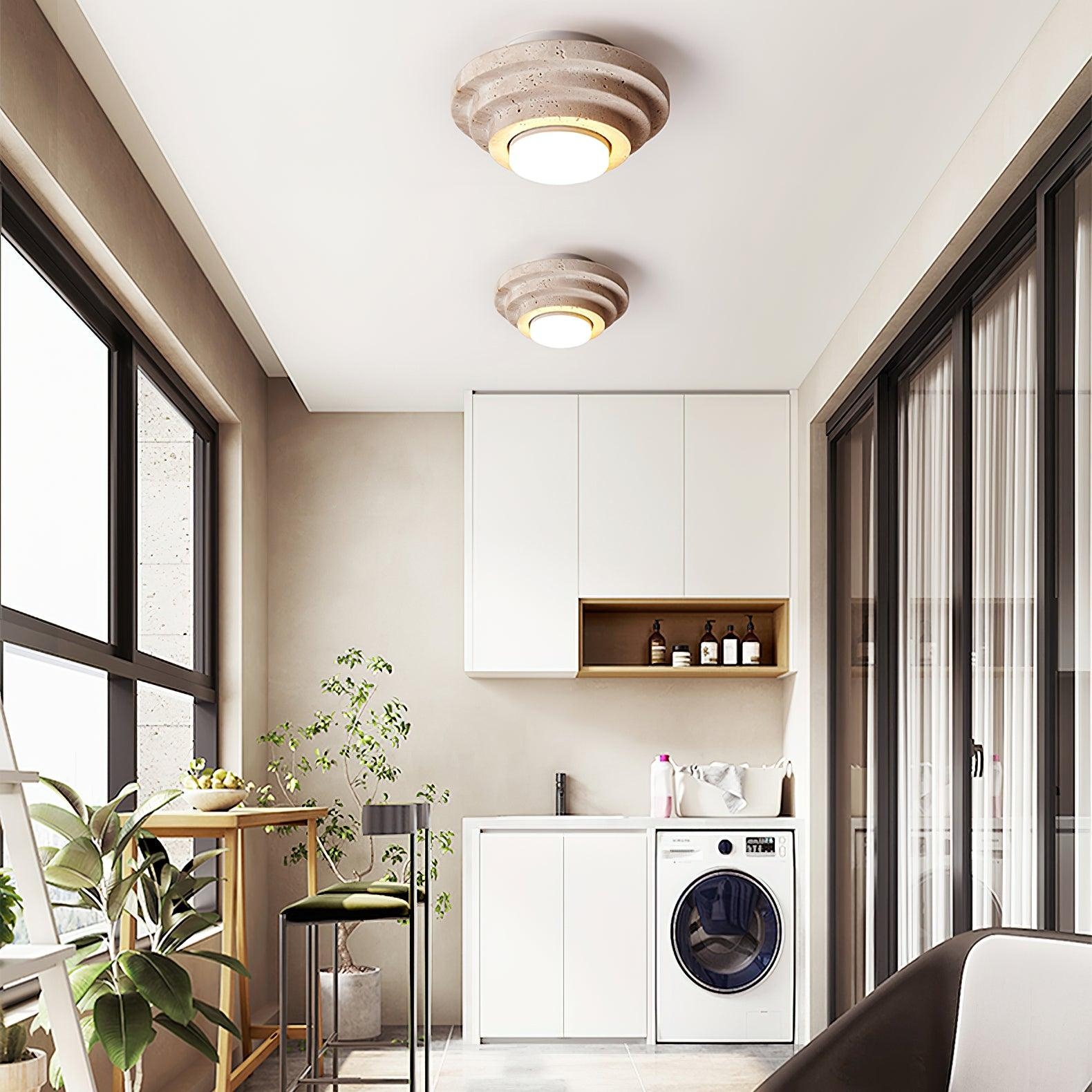 Aperture Travertine Ceiling Light D895