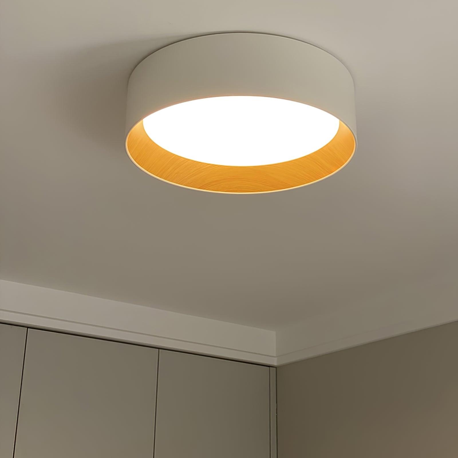 Japanese Minimalist Creative Wood Grain Round LED Ceiling Lamp M427