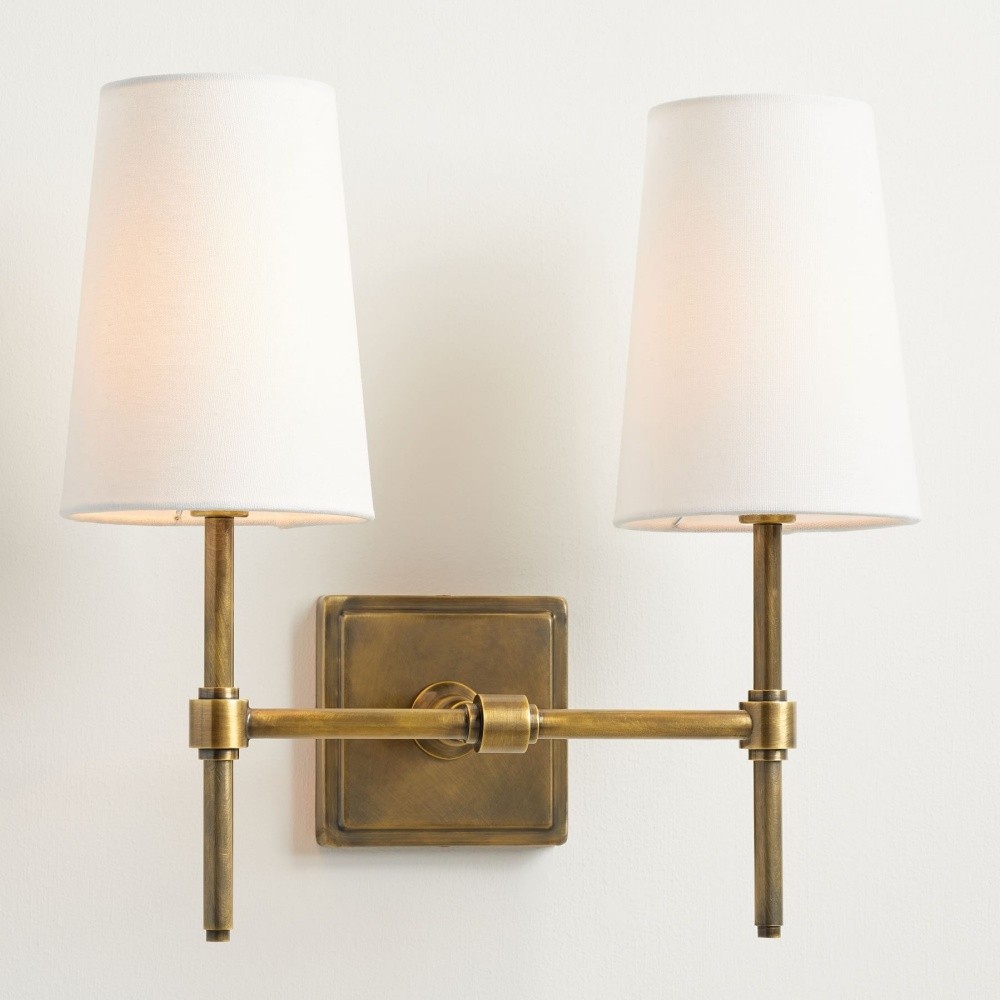 Derlina White Linen Shades Wall Lamp – Retro Metal Multi-Head Lighting Fixture T273