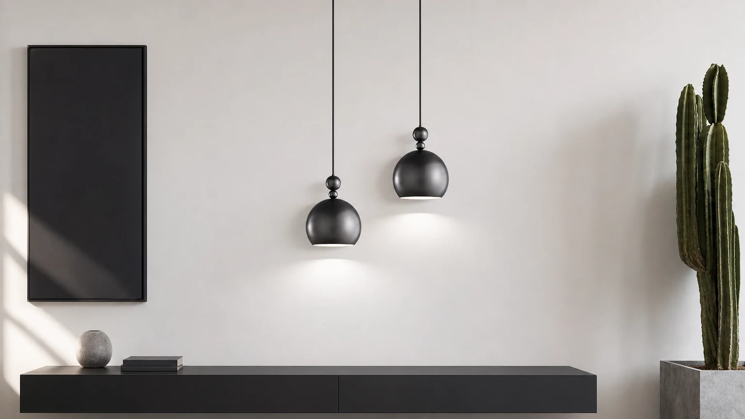 Mosiężna lampa wisząca M535 o skandynawskim designie w ciepłym wnętrzu