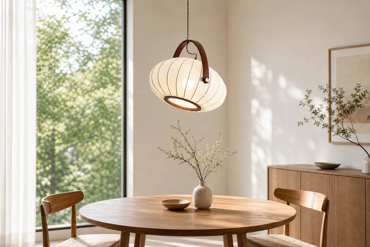Scène de salon avec la suspension lanterne au centre