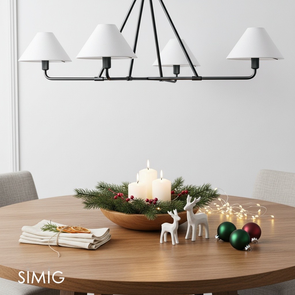 Diora Sleek Metal & Fabric Chandelier for Dining Room T038