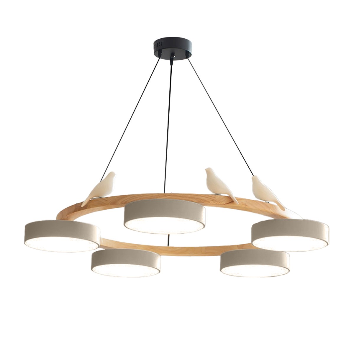 Nordic Wooden Bird Creative Round Chandelier S187