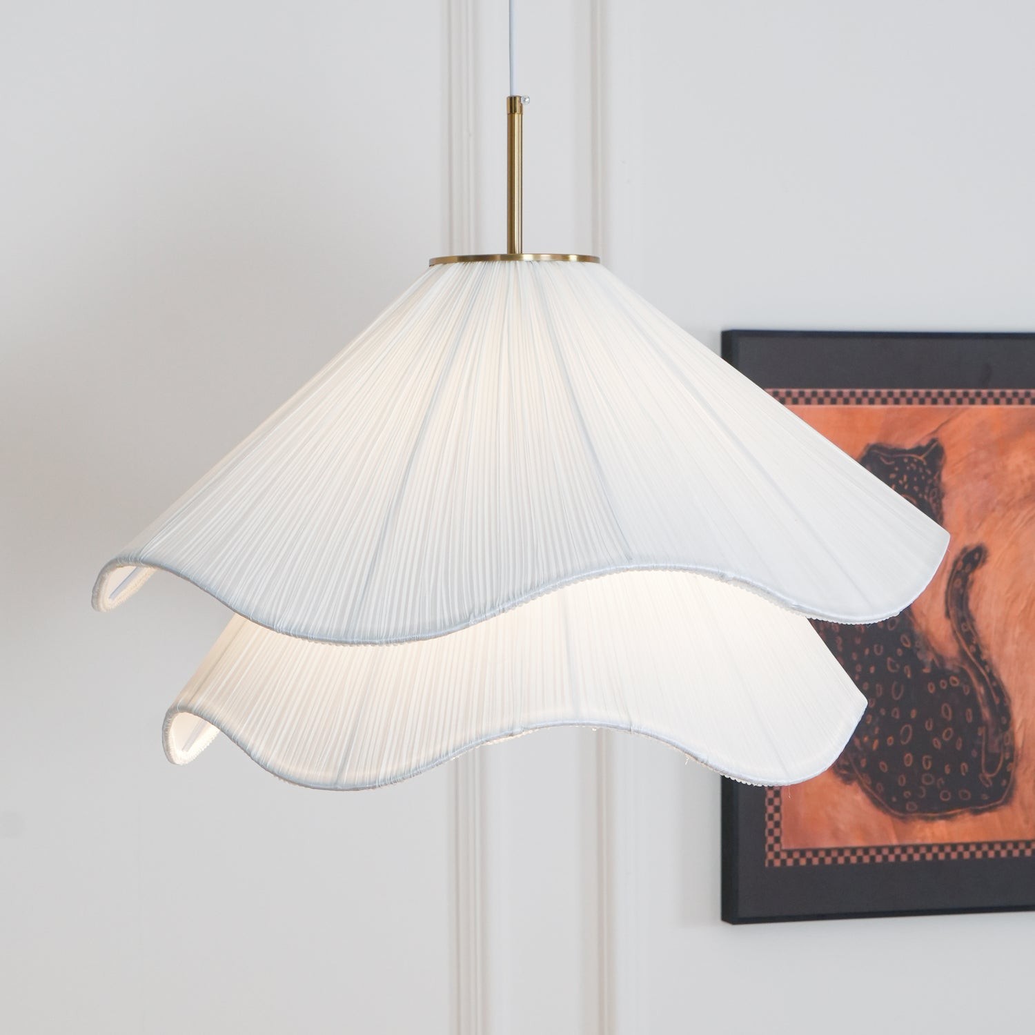 White Layered Pleats Pendant Lamp M249