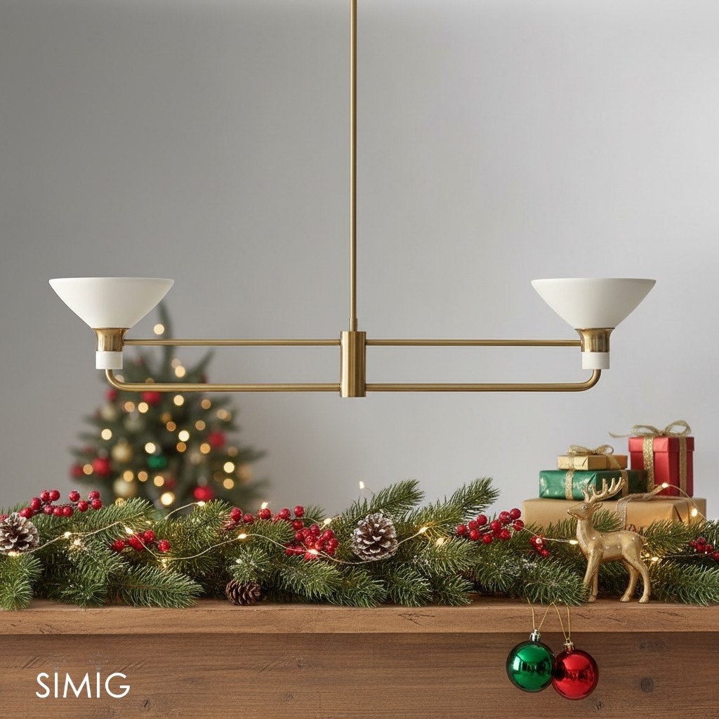 Calvor Adjustable Linear Chandelier – Porcelain & Bronze Pendant Light for Dining Rooms T126