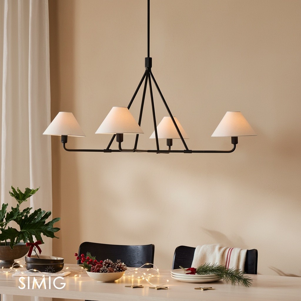 Diora Sleek Metal & Fabric Chandelier for Dining Room T038