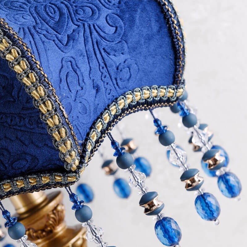 Palace Decoration Design Dark Blue Fabric Table Lamp M14