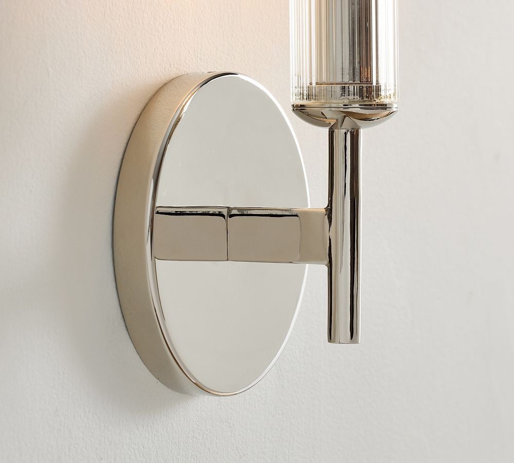 Bravira Ribbed Glass Wall Lamp - Tube Metal Light in Classic Finishes T075