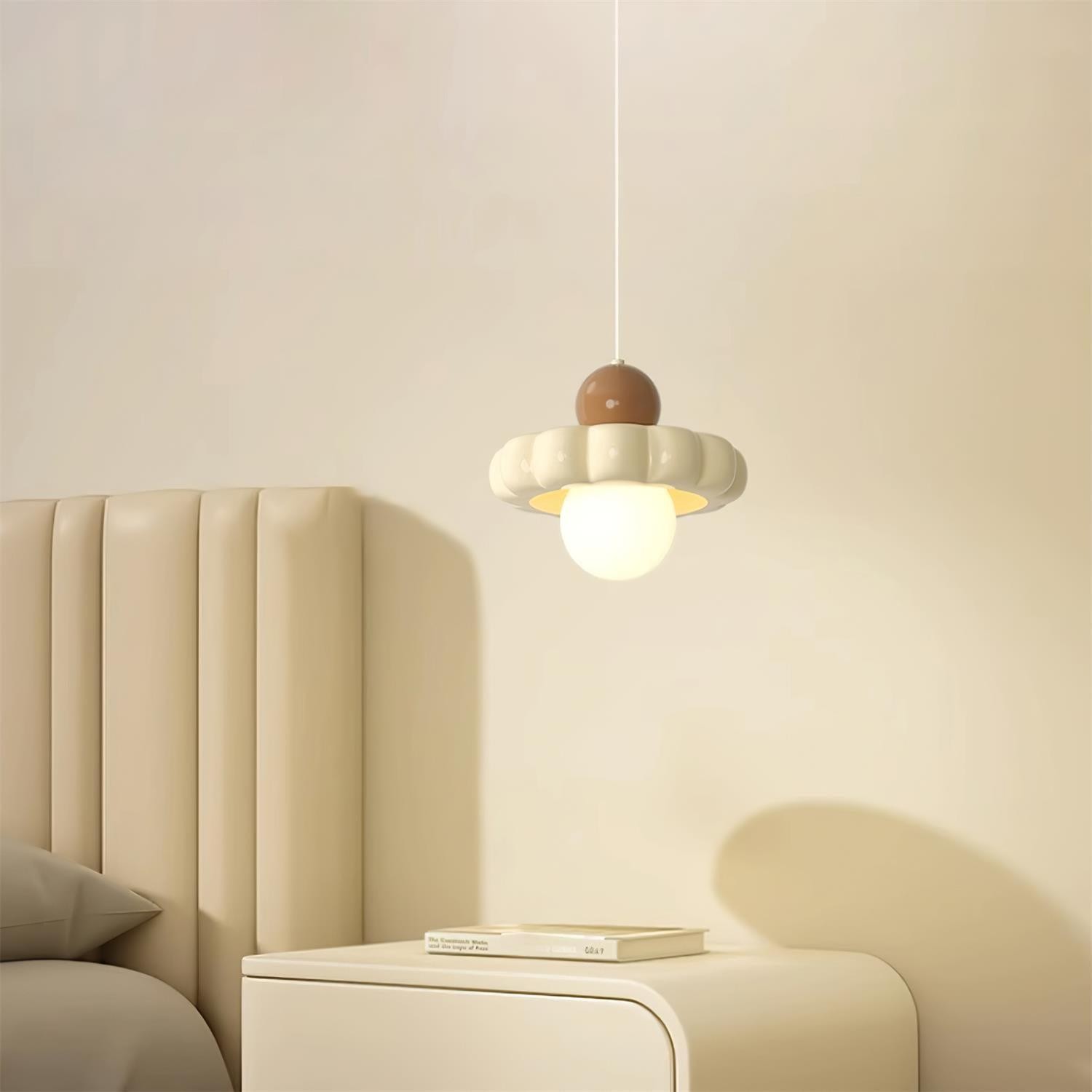 Cream Style Long Line Pumpkin Texture Pendant Lamp M275