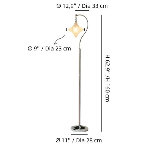 Schemat wymiarowy lampy podłogowej Astris Orion T438