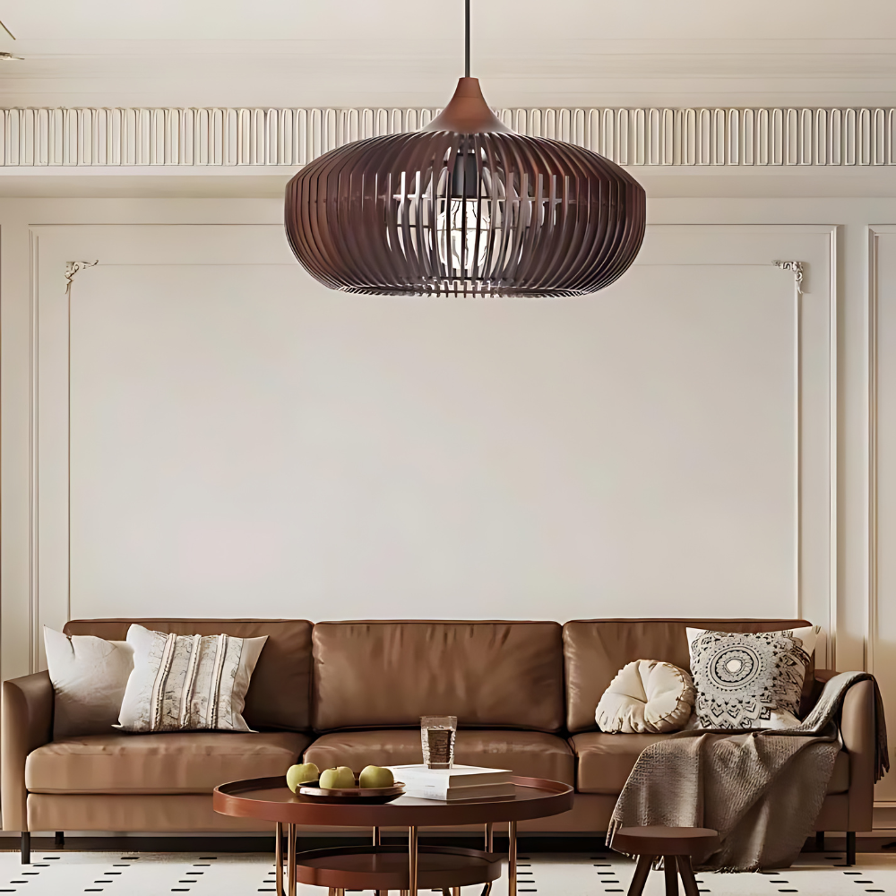 The Halo of Zen Japandi Wood Pendant Light D837
