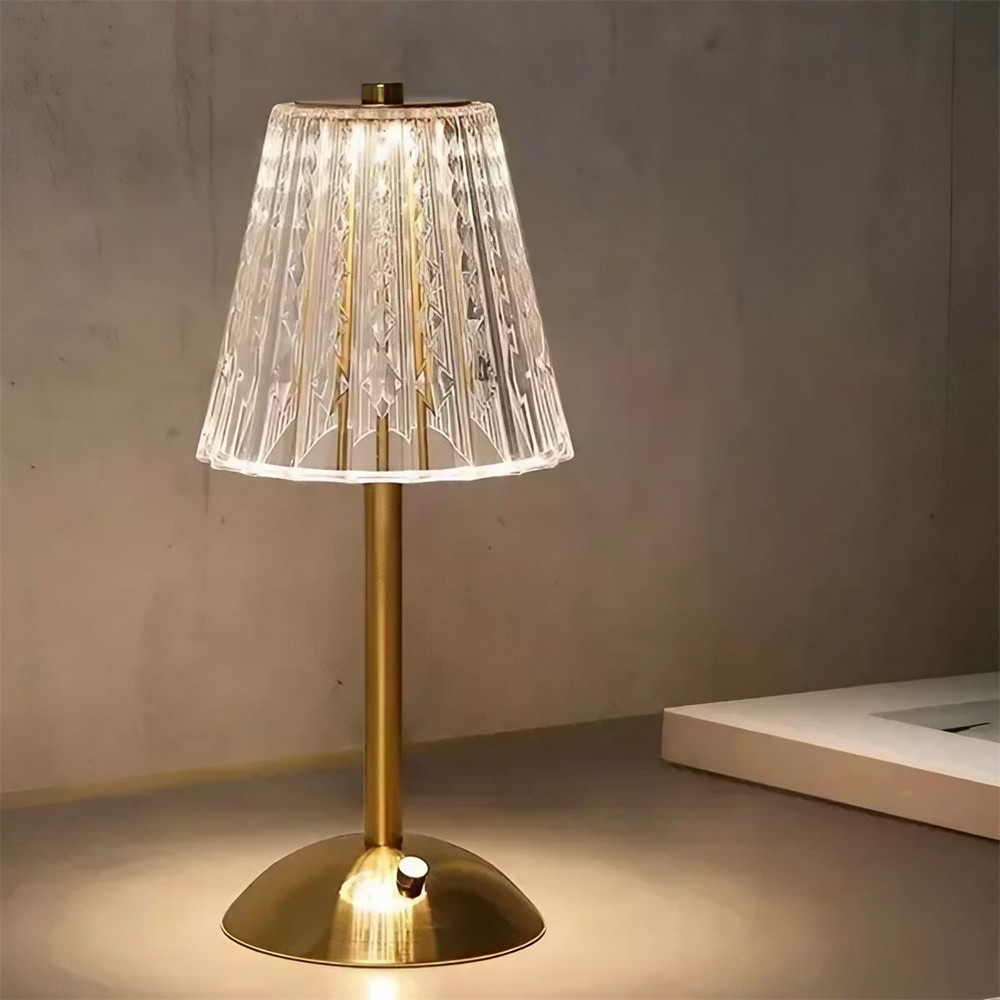 Vintage Pleated Brass Cordless Table Lamp S147