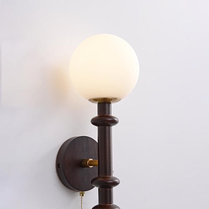 French Simple Vintage Bedside Wooden Glass Wall Lamp M428