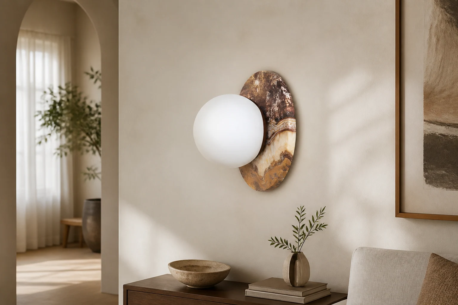 Kinkiet Onyx Krema D576 lifestylowa scena oświetlenia ściennego