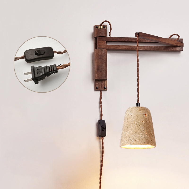 Tia Travertine Swing Arm Plug-in Sconce D685