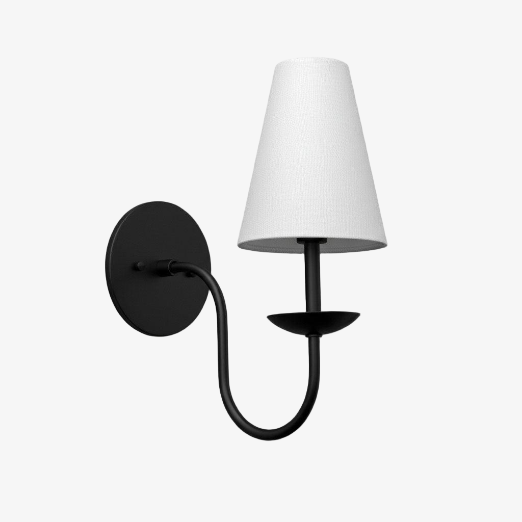 Curva Metal White Linen Sconce - Classic Brass Wall Light for Bedrooms T398