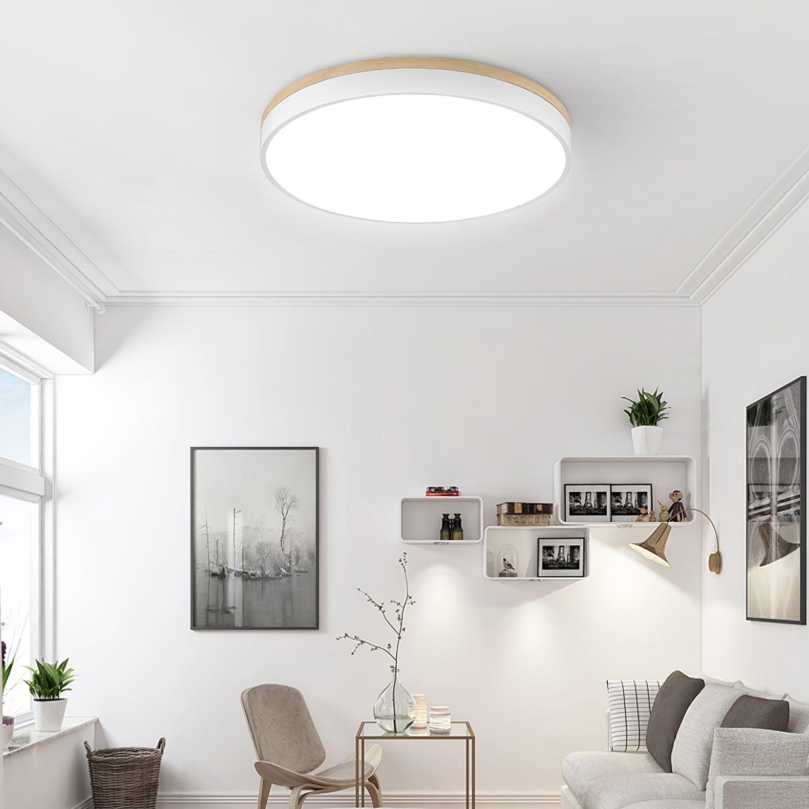 White Round Wooden Ceiling Lamp M298