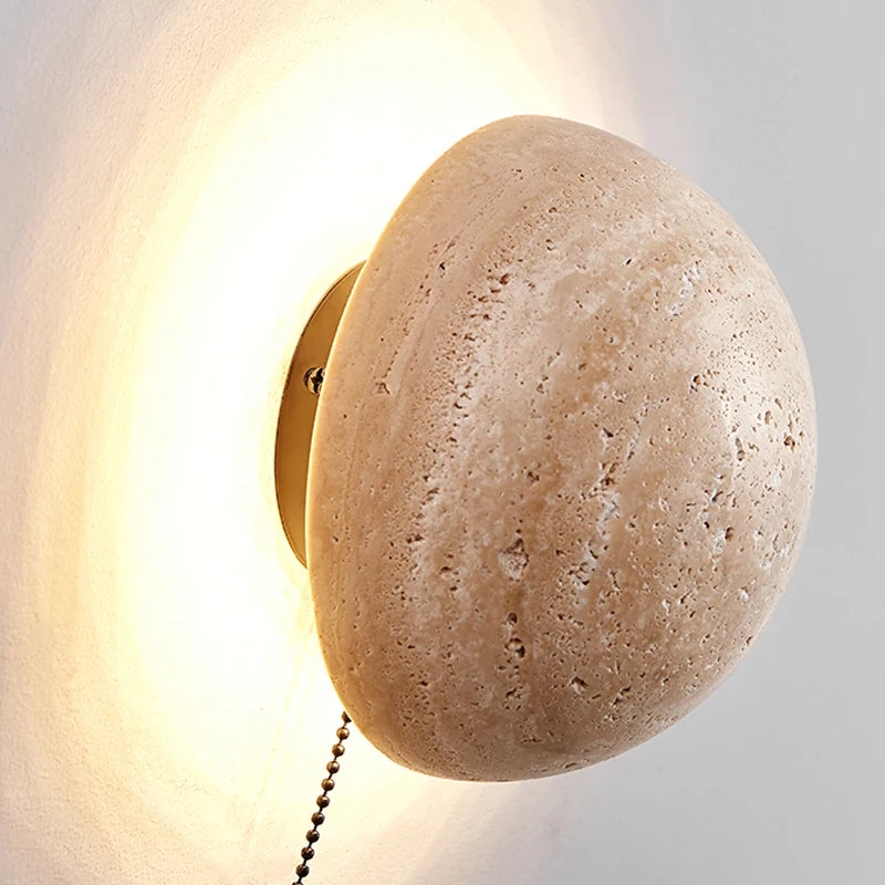 Amber Loft Travertine Round Sconce Wall Light D885