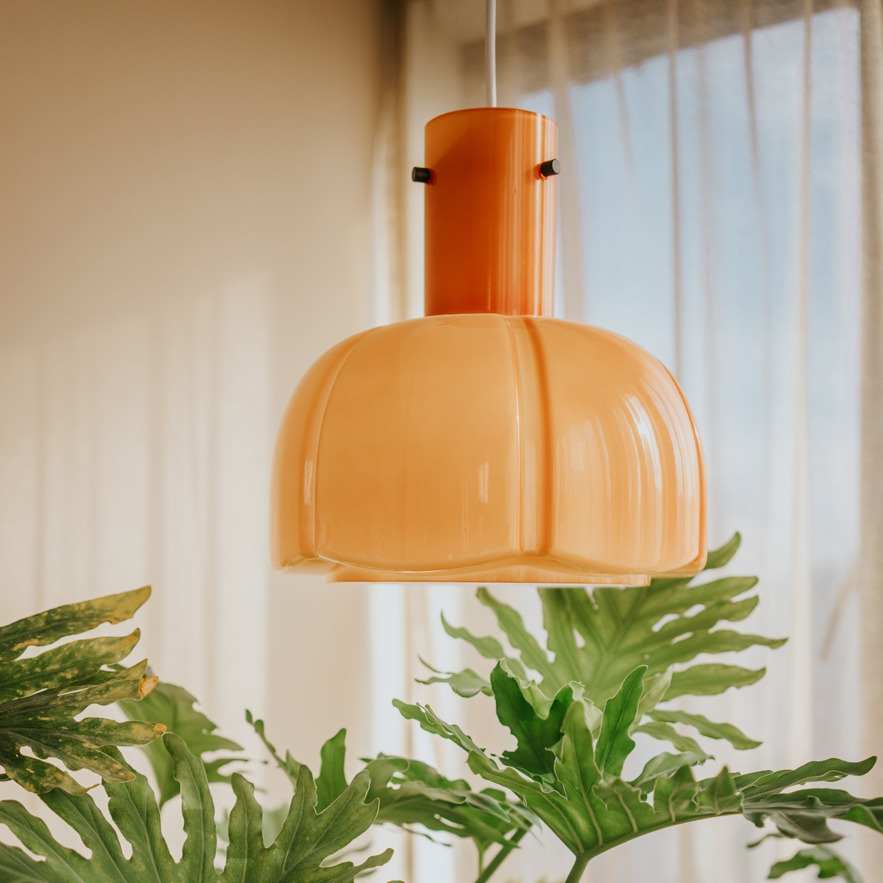 French Pastoral Style Petal Glass Pendant Light M123