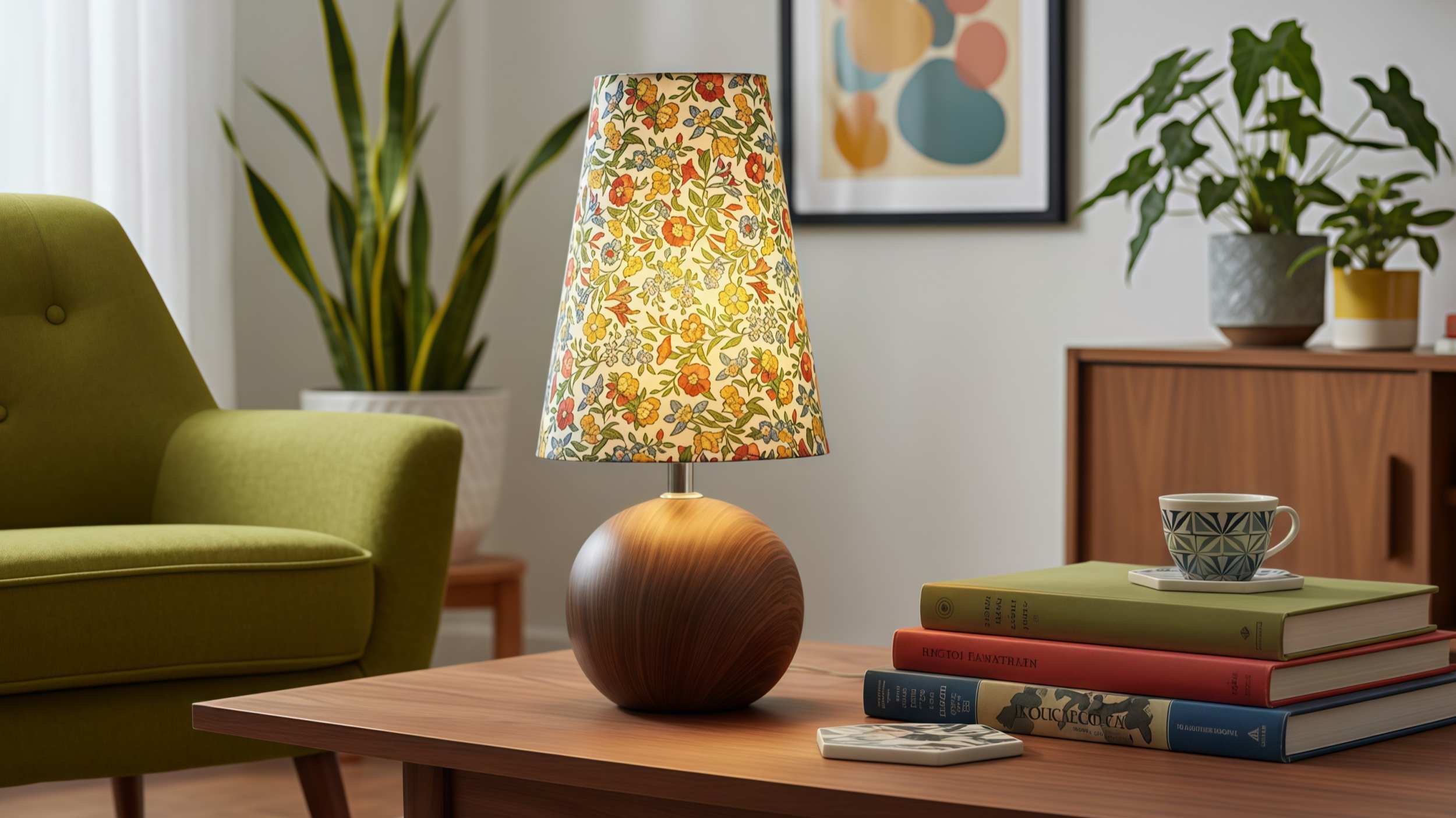 Lampa Petalyra na stoliku kawowym w salonie