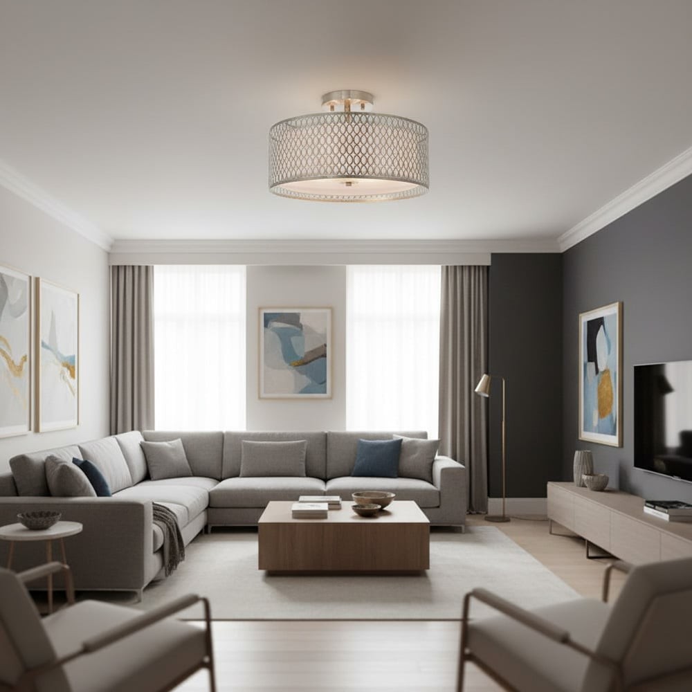 Modern 3 Light Mesh Design Ceiling Light - Dimmable for Living Room T467