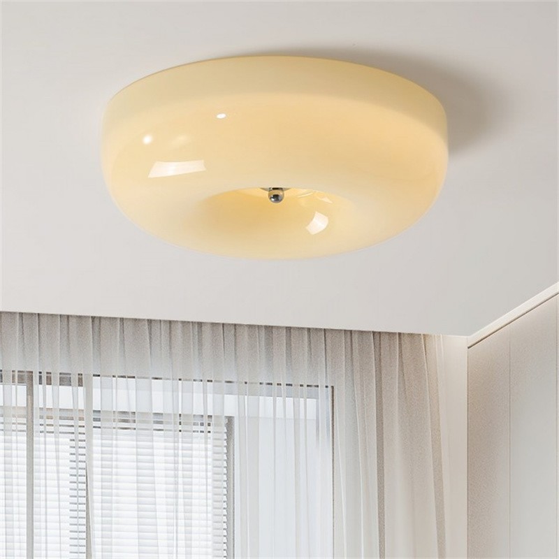 Bauhaus Glass Cream Pudding Ceiling Lamp S151