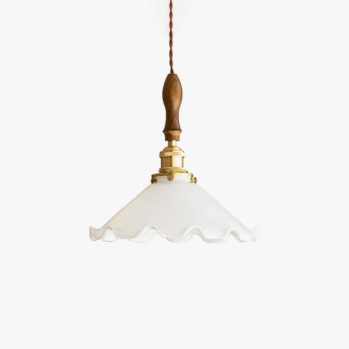 Vintage White Glass Skirted Pendant Lamp M472