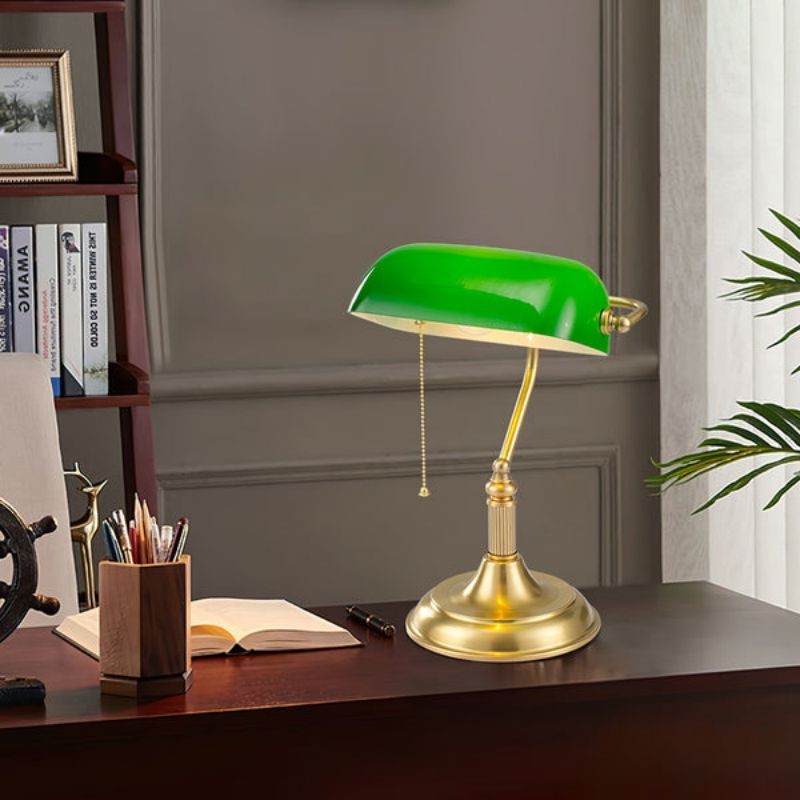 Vintage Glass Banker Desk Lamp Library Table Lamp S53