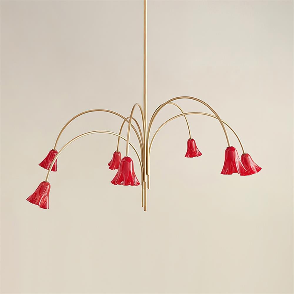 Bellina Modern Romantic Chandelier - Botanical Lily Design with Glass Flowers T280