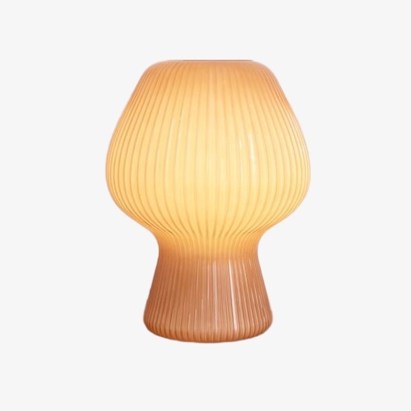 Nera Ribbed Glass Table Lamp Retro - Modern Design Glow Nightstand Accent T626