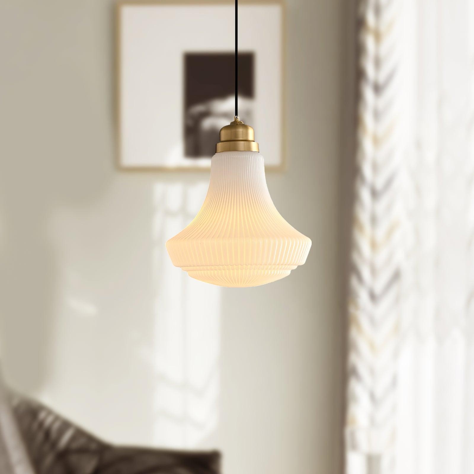 Classical Brass Alabaster Glass Pendant Lamp M424