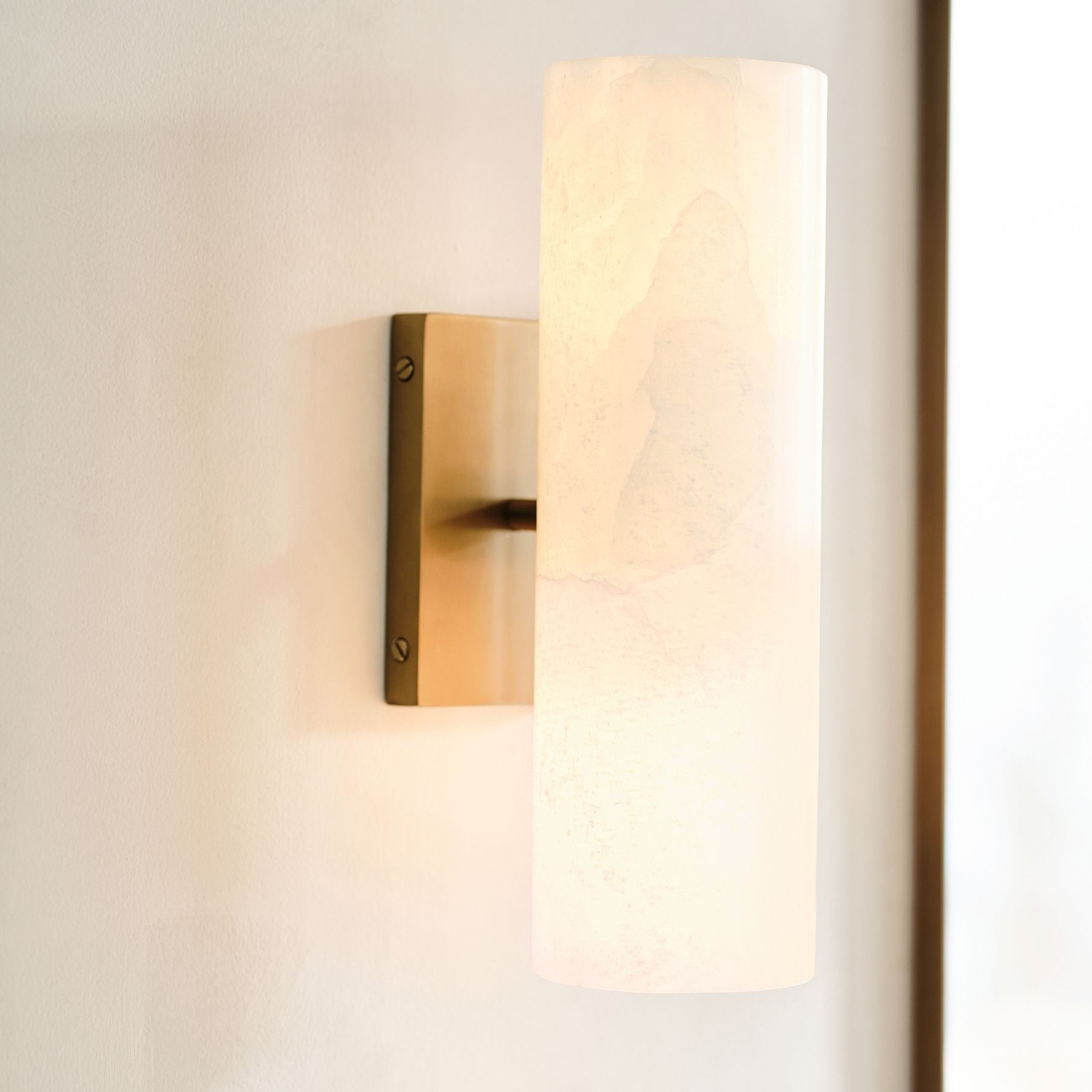 Wolvina Natural Marble Tube Sconce with Sleek Metal Details T188